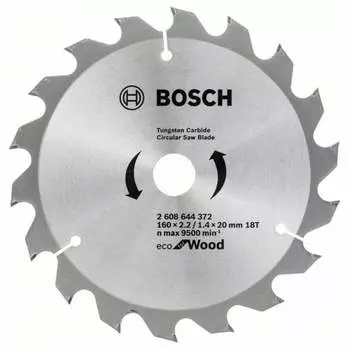 Пильный диск BOSCH Eco Wood, 16 см x 2 см по дереву, чистый рез, 18T, 1 шт. (2608644372)