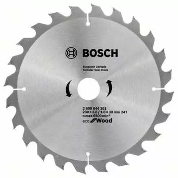 Пильный диск BOSCH Eco Wood, 230мм x 30мм по дереву, чистый рез, 24T, 1шт. (2608644381)