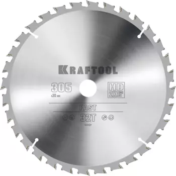 Пильный диск Kraftool Fast, 305 мм x 30 мм по дереву, быстрый рез, 32T, 1 шт. (36950-305-30)