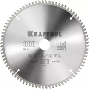 Пильный диск Kraftool Multi Material, 300 мм x 30 мм по алюминию, идеальный рез, 80T, 1 шт. (36953-300-30)