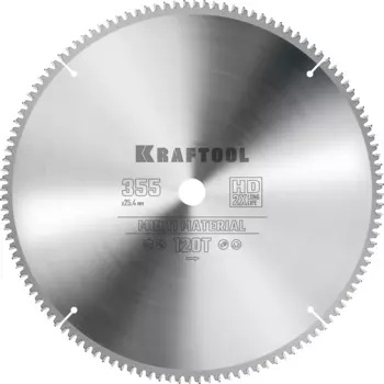 Пильный диск Kraftool Multi Material, 355 мм x 25.4 мм по алюминию, идеальный рез, 120Т, 1 шт. (36953-355-25.4)