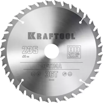 Пильный диск Kraftool Optima, 235 мм x 30 мм по дереву, оптимальный рез, 36Т, 1 шт. (36951-235-30)