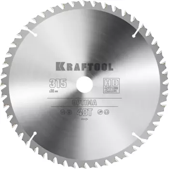 Пильный диск Kraftool Optima, 315 мм x 30 мм по дереву, оптимальный рез, 48Т, 1 шт. (36951-315-30)