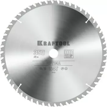 Пильный диск Kraftool Optima, 350 мм x 30 мм по дереву, оптимальный рез, 54T, 1 шт. (36951-350-30)