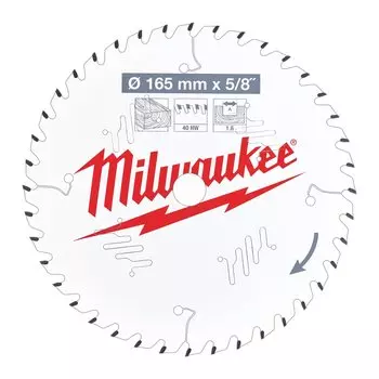 Пильный диск Milwaukee, 160 мм x 15.87 мм по дереву, чистый/точный рез, 40Т, 1 шт. (4932471312)