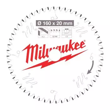 Пильный диск Milwaukee, 160 мм x 20 мм по дереву, чистый/точный рез, 52T, 1 шт. (4932471292)
