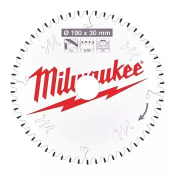 Пильный диск Milwaukee, 190 мм x 30 мм по металлу/пластику, чистый/точный рез, 54T, 1 шт. (4932471303)