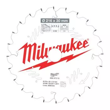 Пильный диск Milwaukee, 216 мм x 30 мм по дереву, чистый/точный рез, 24T, 1 шт. (4932471315)