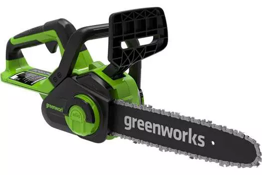 Пила цепная Greenworks G24CS25K2, шина 25 см, шаг 3/8 дюйма, аккумуляторная, 24 В, 2 А·ч, Li-Ion, 2.6 кг, АКБ+З/У (2007707UA)