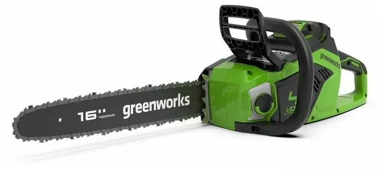 Пила цепная Greenworks GD40CS18K4, 1.8 кВт, бесщеточный, шина 40 см, шаг 3/8 дюйма, аккумуляторная, 40 В, 4 А·ч, Li-Ion, 4.2 кг, АКБ+З/У (2005807UB)
