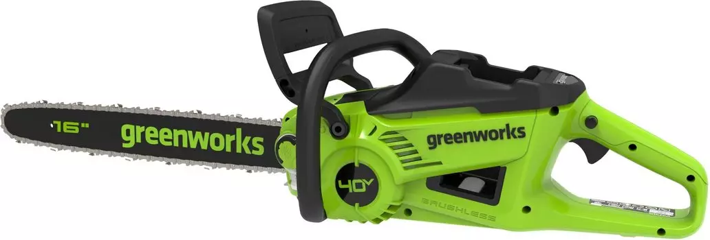 Пила цепная Greenworks GD40CS20X, 2 кВт, бесщеточный, шина 40 см, шаг 3/8 дюйма, аккумуляторная, 40 В, 4 А·ч, Li-Ion, 4.2 кг, без АКБ и ЗУ (2008807)