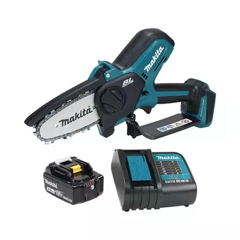 Пила цепная Makita DUC101SF, 320 Вт, бесщеточный, шина 10 см, шаг 0.325 дюйма, аккумуляторная, 18 В, 3 А·ч, Li-Ion, 2 кг, АКБ+З/У (DUC101SF)