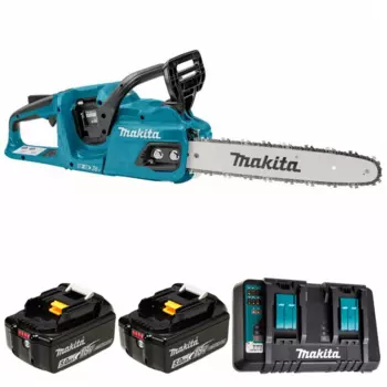 Пила цепная Makita DUC355PT2, бесщеточный, шина 35 см, шаг 3/8 дюйма, аккумуляторная, 18 В, 5 А·ч, Li-Ion, 4.3 кг, 2 АКБ+ЗУ (DUC355PT2)