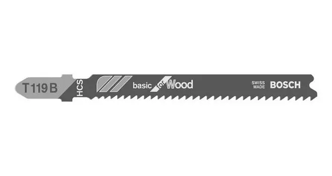 Пилка для лобзика Bosch T119B L92мм, прямой рез, ДВП, дерево, ДСП, фанера, 5шт. (2608630037)