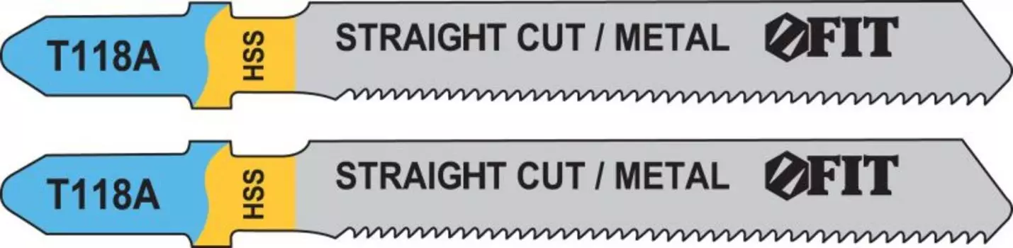 Пилка для лобзика FIT T118A L76ммx51мм, прямой рез, по металлу, 2шт. (40964)