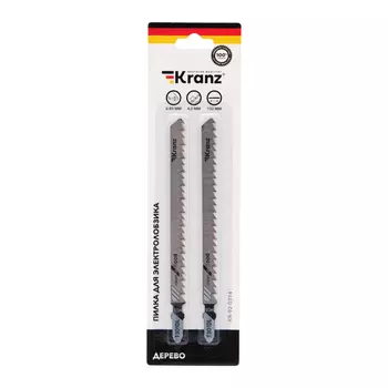 Пилка для лобзика Kranz T301DL L132мм, быстрый рез, по дереву, 2шт. (KR-92-0314)