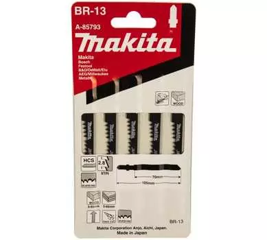 Пилка для лобзика Makita A-85793 L105ммx70мм, прямой рез, по дереву, 5шт. (A-85793)