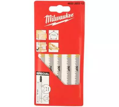 Пилка для лобзика Milwaukee 4932265312, криволинейный рез, по дереву и пластику, 5шт