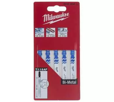 Пилка для лобзика Milwaukee T118AF, прямой рез, по металлу, 5шт. (4932340011)