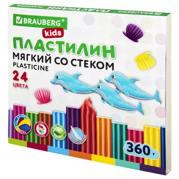 Пластилин BRAUBERG KIDS, 24, 360г (106498)