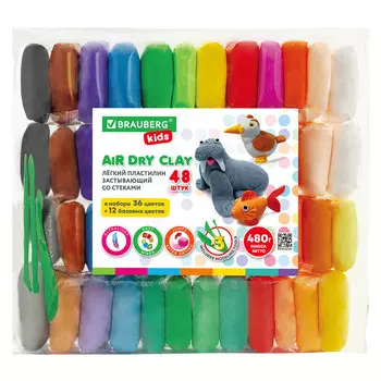 Пластилин BRAUBERG KIDS, 48 цветов, 480 г (106310)