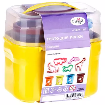 Пластилин ГАММА "Малыш. Зоопарк", 4 цвета, 240 г, 5 формочек, 509198, 4 цвета, 240г (106332)