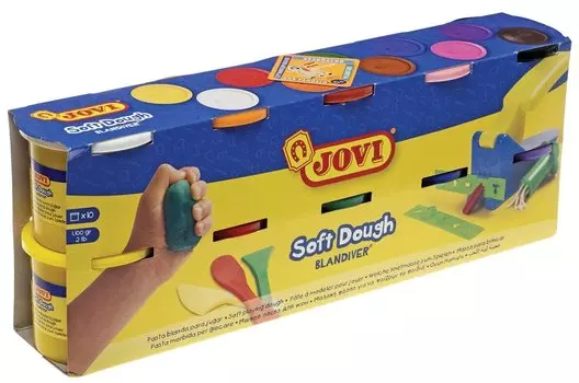 Пластилин JOVI 10 цветов, 1100 г, Blandiver, 410S , 10 цветов, 1.1кг (227548)