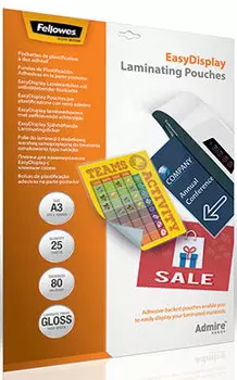 Пленка для ламинирования FELLOWES 80мкм, A3, 25 шт., глянцевая, клеющий слой (FS-56018)