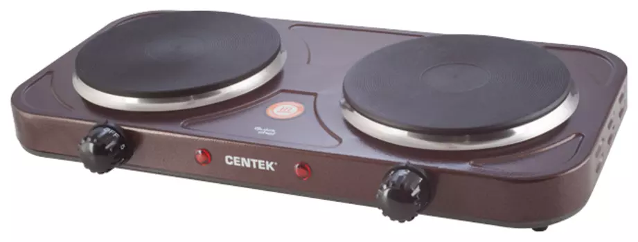 Плита компактная электрическая Centek CT-1507, эмалированная, 2000Вт, конфорок - 2шт., коричневый (CT-1507)