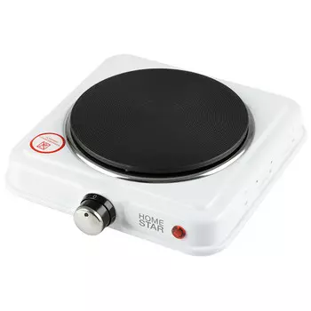Плита компактная электрическая HomeStar HS-1108, чугун, 1 кВт, конфорок - 1 шт., белая (104911)