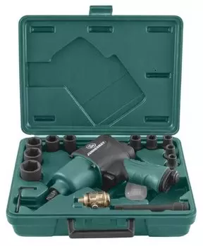 Пневмогайковерт ударный Jonnesway JAI-1044K, 1/2", 6.3 бар, 780 Н·м, 119л/мин, 8000 об/мин, кейс + набор головок