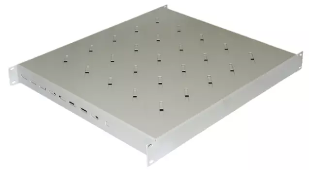 Полка раздвижная Hyperline глубина 40.5 см-70 см до 180 кг 1U серая, TSD3M-1U-405/700-RAL7035 для установки в шкафы глубиной 600-800 мм (TSD3M-1U-405/700-RAL7035)