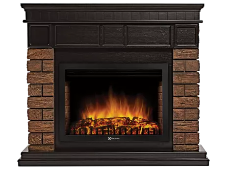 Портал для электрокамина Firelight Bricks Wood 25, пристенный, каменый дуб темный/венге (НС-1287017)