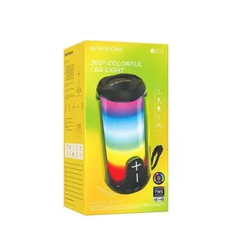 Портативная акустика 2.0 Borofone BR33 Pulse, 5 Вт, FM, AUX, USB, microSD, Bluetooth, подсветка, черный (225117)