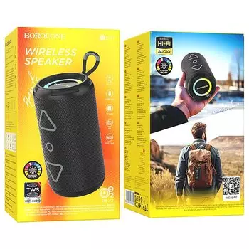 Портативная акустика 2.0 Borofone BR37 Noble, 5 Вт, FM, AUX, USB, microSD, Bluetooth, подсветка, черный (225111)