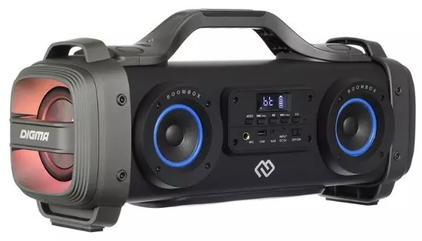 Портативная акустика 2.0 Digma S-38, 60W, FM, USB, microSD, Bluetooth, подсветка, черный