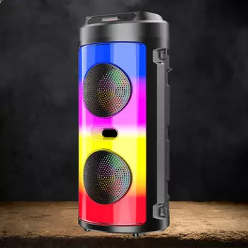 Портативная акустика 2.0 Ginzzu GM-231, 20 Вт, FM, AUX, USB, microSD, Bluetooth, подсветка, черный (GM-231)