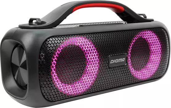 Портативная акустика Digma D-PS1531, 40 Вт, FM, AUX, USB, Bluetooth, подсветка, черный (SP1531B)