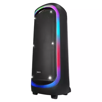 Портативная акустика Ginzzu EXPERT, 340 Вт, FM, AUX, USB, microSD, Bluetooth, подсветка, черный (GM-206)