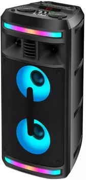 Портативная акустика Ginzzu GM-208, 50 Вт, FM, USB, microSD, Bluetooth, подсветка, черный