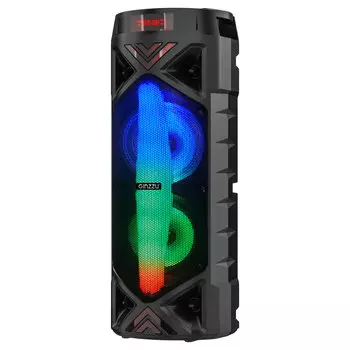 Портативная акустика Ginzzu GM-236, 50 Вт, FM, AUX, USB, microSD, Bluetooth, подсветка, черный
