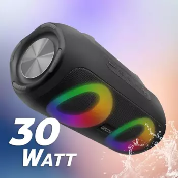 Портативная акустика Ginzzu GM-918B, 30 Вт, AUX, USB, microSD, Bluetooth, подсветка, черный (GM-918B)