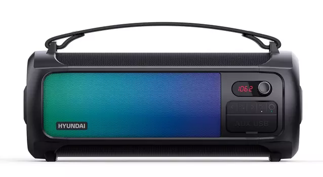 Портативная акустика Hyundai H-PS1025, 40 Вт, FM, AUX, Bluetooth, подсветка, черный