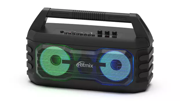 Портативная акустика Ritmix SP-610B, 12 Вт, FM, USB, microSD, Bluetooth, подсветка, черный