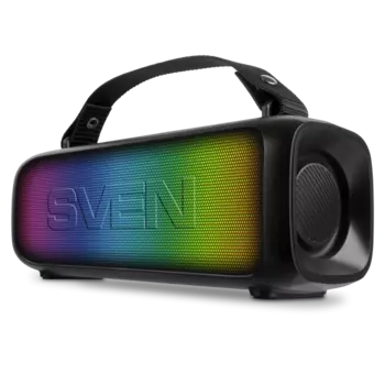 Портативная акустика SVEN PS-235, 12 Вт, FM, AUX, USB, Bluetooth, подсветка, черный (SV-022075)