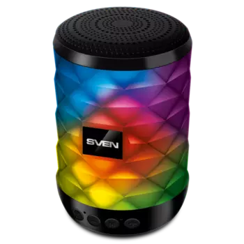 Портативная акустика SVEN PS-55, 5 Вт, FM, AUX, USB, microSD, Bluetooth, подсветка, черный (SV-021146)