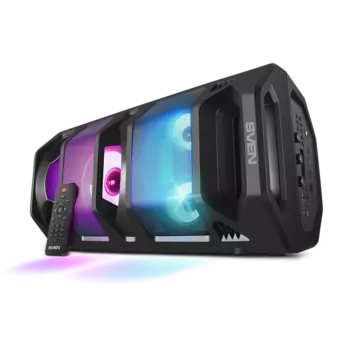 Портативная акустика SVEN PS-670, 65 Вт, FM, AUX, USB, microSD, Bluetooth, подсветка, черный (SV-020170)