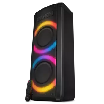 Портативная акустика SVEN PS-710, 100 Вт, FM, AUX, USB, microSD, NFC, Bluetooth, подсветка, черный (SV-021696)