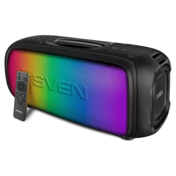 Портативная акустика SVEN PS-860, 100 Вт, FM, AUX, USB, microSD, NFC, Bluetooth, подсветка, черный (SV-022518)