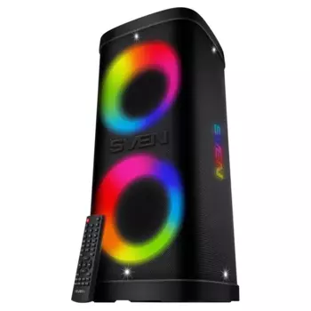 Портативная акустика SVEN PS-950 , 160 Вт, FM, AUX, USB, microSD, Bluetooth, подсветка, черный (SV-022396)